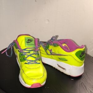 Nike Kids Neon Yellow and Pink Sneakers